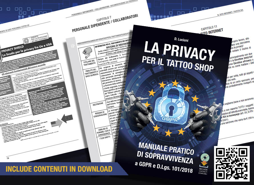 GDPR per Tatuatori Libro - Informativa Privacy - Modulo Raccolta Dati GDPR