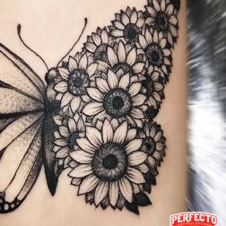 Butterfly and sunflowers-2
