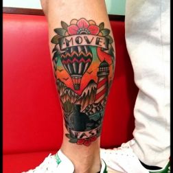 landscape Lighthouse balloon Tattoo-1