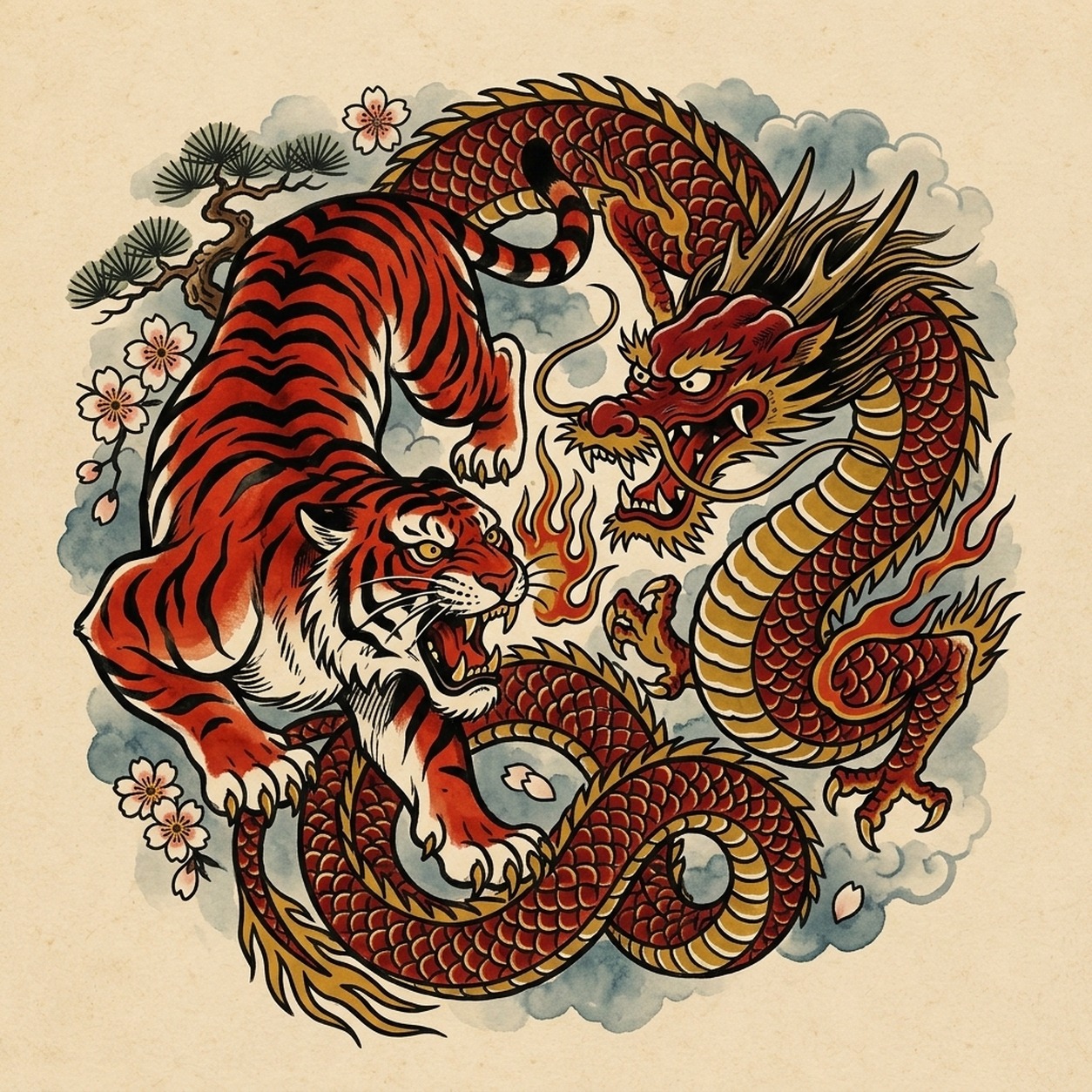 Tatuaggio Tigre e Dragone